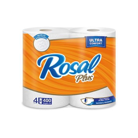 Imagen de PAPEL HIGIÉNICO ROSAL PLUS 400HOJAS 4 ROLLOS